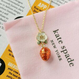 Kate Spade Gold Strawberry and Flower Necklace